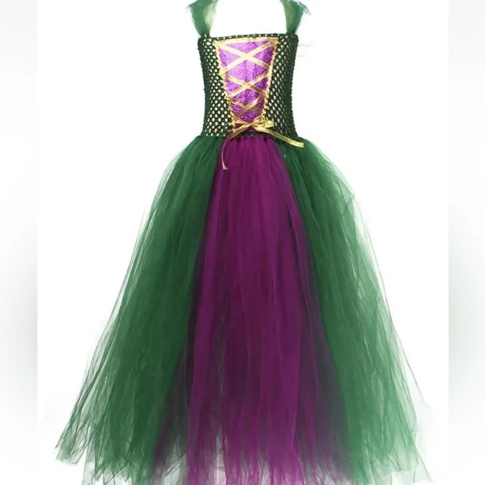 Green and Purple Tulle Witch costume one size- 5-10 Sanderson sisters Halloween